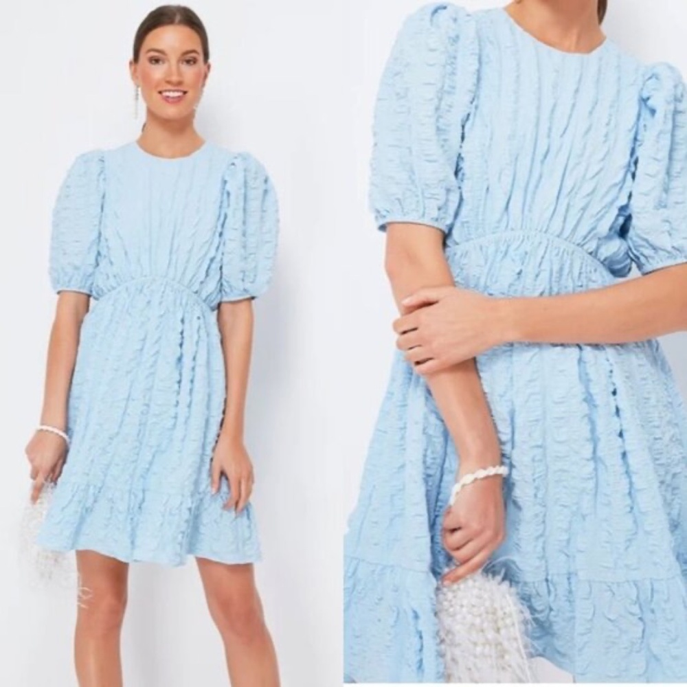 Tuckernuck Emersyn Dress puff sleeve, HYACINTH HOUSE, Baby Blue, Sz L